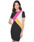 Women's Colorblocked Sheath Dress, Regular & Petite Черный, 10p - фото #5