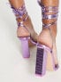 Public Desire Exclusive Amira block heel sandals in purple metallic