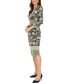 Women's Printed V-Neck 3/4-Sleeve Sheath Dress