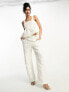 Фото #1 товара Y.A.S Bridal jacquard trousers co-ord in white
