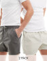 ASOS DESIGN 2 pack slim chino shorts in grey and stone save