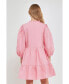 Women's Front Zipped 3/4 Sleeve Mini Dress