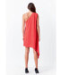 Women's Shoulder Pin tucked Asymmetrical Mini Dress