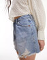 Topshop pleated denim short in bleach