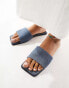 ASOS DESIGN Fig square toe flat sandals in denim blue