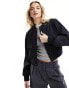 Miss Selfridge crop bomber jacket in navy