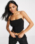 ASOS DESIGN natural effect corset with seaming in black