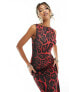 Фото #1 товара ASOS DESIGN slash neck maxi dress in red leopard print