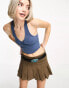 Фото #1 товара Reclaimed Vintage ruched halter neck top in blue