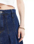 Фото #3 товара Stradivarius STR pleated denim mini skirt in dark blue