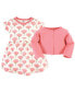 ფოტო #2 პროდუქტის Baby Girls Baby Organic Cotton Dress and Cardigan 2pc Set, Tulip