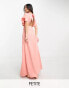 Фото #2 товара Maya Petite Bridesmaid cape sleeve maxi dress in terracotta satin