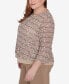 ფოტო #2 პროდუქტის Plus Size Charm School Space Dye Textured Top with Necklace