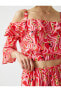 Фото #9 товара Блузка Koton Desenli Crop с открытым плечом и оборками