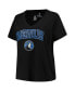 Women's Black Minnesota Timberwolves Plus Size Arch Over Logo V-Neck T-shirt