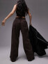 Фото #4 товара Topshop pull on straight leg cargo trouser in chocolate