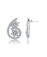 Фото #2 товара Sterling Silver White Gold Plated Cubic Zirconia Intricate Flower Design Earrings
