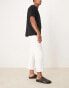 ASOS DESIGN smart straight cropped trousers in white crinkled velvet