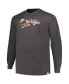 ფოტო #3 პროდუქტის Men's Heather Charcoal Distressed Cincinnati Bengals Big and Tall Throwback Long Sleeve T-shirt