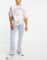 ASOS DESIGN stretch flare jeans in light wash blue with side panel and hem detail