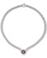 Фото #3 товара Amethyst (9 ct. t.w.) & White Topaz Accent (3/8 ct. t.w.) Weave Link 18" Collar Necklace in Sterling Silver