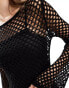 Pull&Bear knitted crochet mini dress in black Черный, S - EU 36 - фото #3