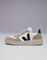 VEJA V-10 trainer in extra white black sahara chromefree leather