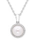 ფოტო #1 პროდუქტის Cultured Freshwater Pearl (7 mm) Diamond Accent Necklace in Sterling Silver