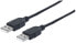 Фото #1 товара Manhattan USB-A to USB-A Cable - 3m - Male to Male - Black - 480 Mbps (USB 2.0) - Hi-Speed USB - Lifetime Warranty - Polybag - 3 m - USB A - USB A - USB 2.0 - Male/Male - Black