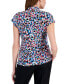ფოტო #2 პროდუქტის Women's Printed V-Neck Short-Sleeve Top