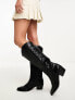 Фото #1 товара Stradivarius knee high western boot in black
