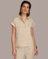 Фото #1 товара Women's Short-Sleeve Linen-Blend Collared Shirt