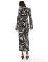 Extro & Vert plisse maxi dress in abstract print