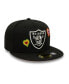 Men's Black Las Vegas Raiders Chain Stitch Heart 59FIFTY Fitted Hat