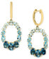 ფოტო #1 პროდუქტის Multi-Topaz (7-1/5 ct. t.w.) & Diamond (1/20 ct. t.w.) Dangle Hoop Drop Earrings in 14k Gold