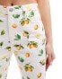 ASOS DESIGN cropped mid rise straight jean in lemon print