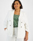 Фото #3 товара Plus Size Scrunch-Sleeve Linen-Blend Open-Front Blazer, Created for Macy's