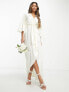 Фото #1 товара Y.A.S Bridal jacquard wrap midi dress in antique white