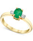 ფოტო #1 პროდუქტის Emerald (3/4 ct. t.w.) & Diamond Accent Polished Oval Ring in 10k Gold