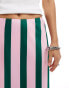 ASOS DESIGN satin bias maxi skirt in pink and green stripe