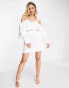 Фото #8 товара Lashes Of London cold shoulder volume sleeve embellished cut out mini dress in white