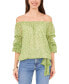 Фото #1 товара Women's Printed Off-The-Shoulder Bubble-Sleeve Top