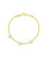 ფოტო #1 პროდუქტის Yellow Gold Tone Spot Chain CZ Hearts Bracelet