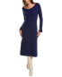 Фото #1 товара Qi Cashmere Boat Neck Cashmere Midi Dress Women's Blue Xs