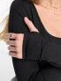 Фото #3 товара NA-KD x Moa Mattsson long sleeve body in black