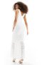 Vila Bridal shirred bodycon v neck maxi dress with tiered skirt in white