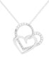 ფოტო #1 პროდუქტის Diamond Double Heart 18" Pendant Necklace (1/10 ct. t.w.) in Sterling Silver