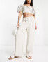 Stradivarius linen look slouchy trouser in natural