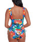 Фото #2 товара Women's Shirred Plunge-Neck One-Piece Swimsuit