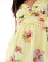 Vero Moda Petite cami mini dress with ruffle detail in lemon floral Zitrone geblümt, XS - EU 34 - фото #3